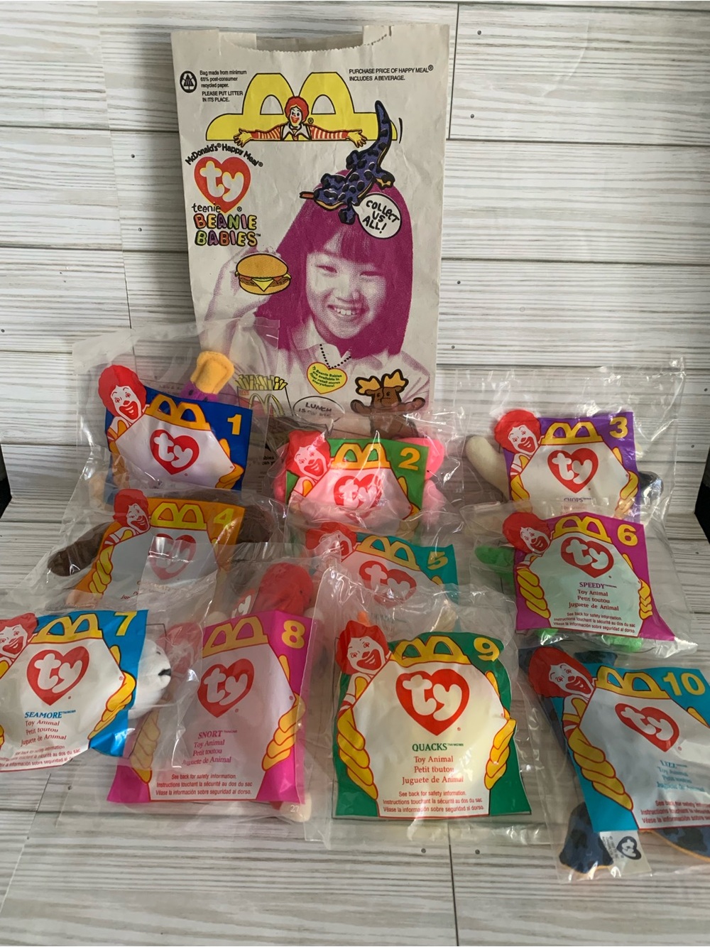 Vintage McDonald’s Ty Beanie Babies Complete Set +Bag 1996 1997